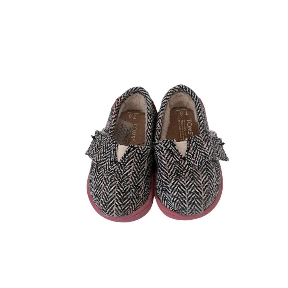 TOMS Fleece Lined Tweed Toddler Shoes EUC
